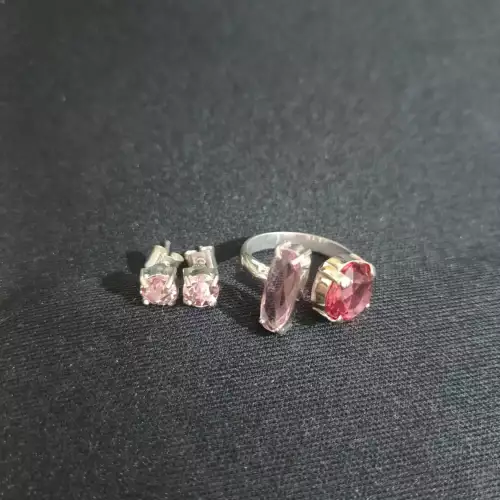 Conjunto anillo y aretes plata swarovski talla 7