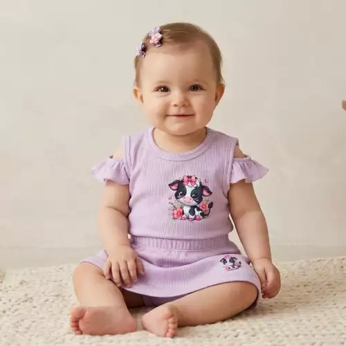 Conjunto bebé niña falda short en algodón