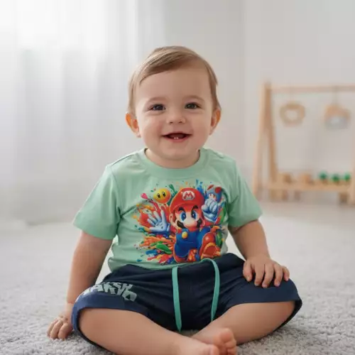 Conjunto bermuda drill para niño de calidad premium