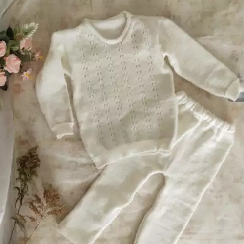 Conjunto buzo y pantalón unisex bebé en lana