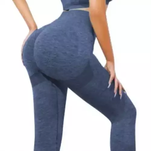 Conjunto deportivo jaspeado de alto soporte para entrenamiento