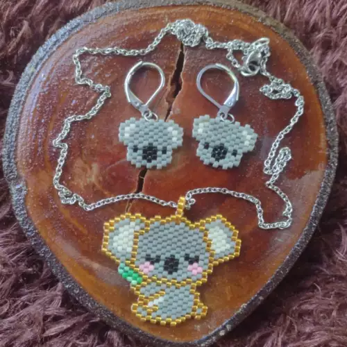 Conjunto koala miyuki acero quirúrgico 23 cm hecho a mano