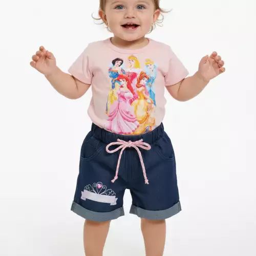 Conjunto short drill para niña con blusa en tela fría
