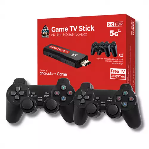 Consola Game Tv Stick Con 10000 Juegos Retro Incluidos Y Dos Controles Inalámbricos Para Televisor