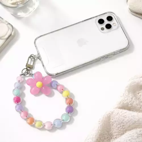 Correa Strap Colgante Llavero Anti Pérdida Para Celular - Flor Rosa