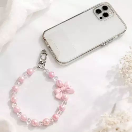 Correa Strap Colgante Llavero Anti Pérdida Para Celular - Moño Rosa Bebé