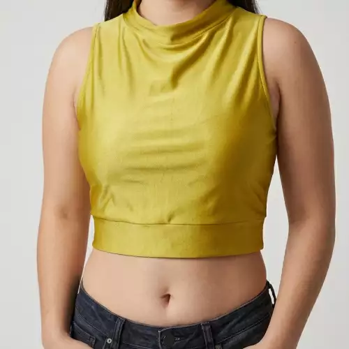 Crop Top, Ordiri Textil, Licra Diseño Unico Exclusivo Patshwork claro limon
