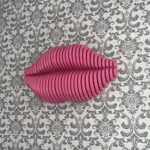 Cuadro decorativo forma beso fucsia MDF 50x30cm