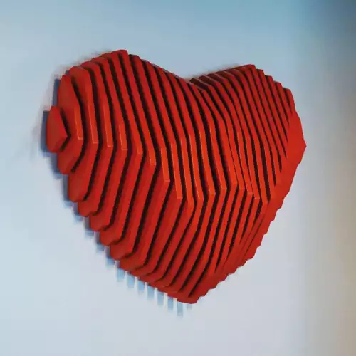 Cuadro decorativo forma corazón rojo MDF 70x65cm