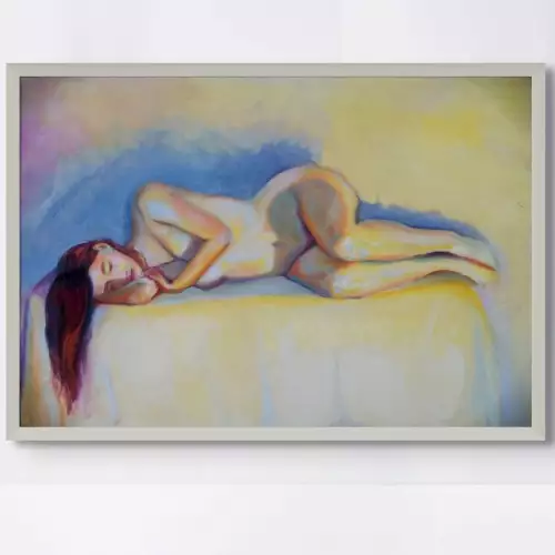 Cuadro mujer durmiendo óleo sobre lienzo original