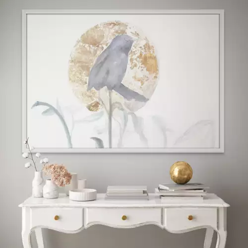 Cuadro pájaro chango de montaña pintura mixta 100x70