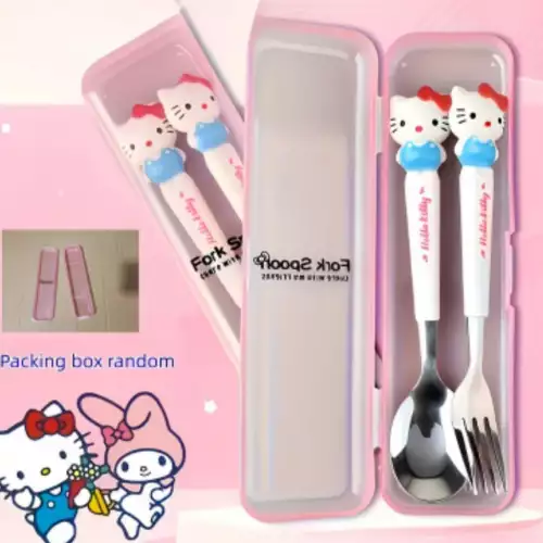 Cubiertos Hello Kitty acero inoxidable con estuche