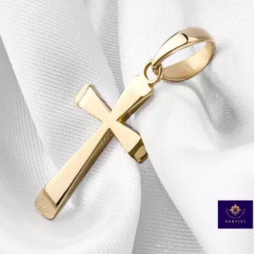 Dije Cruz Lisa oro laminado 18k minimalista
