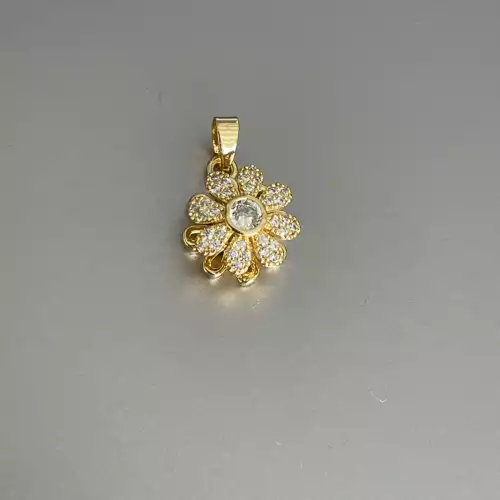 DIJE FLOR GIRATORIA + CADENA EN RODIO