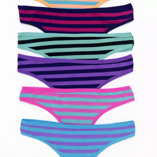 Dos Pantys Hilo En Algodon Rayas Clores Surtidos Talla M