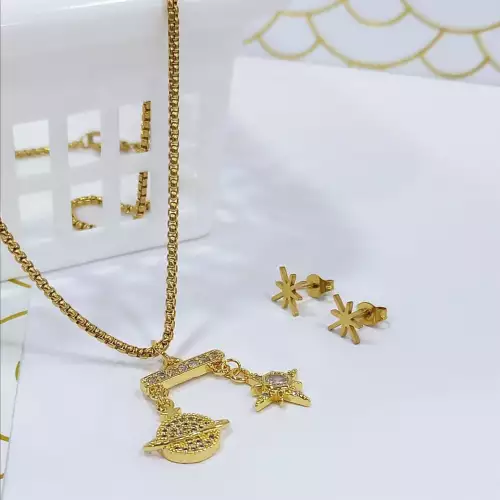 DUO CADENA CON ABALORIOS DIJE ACERO INOXIDABLE Y COVERGOLD