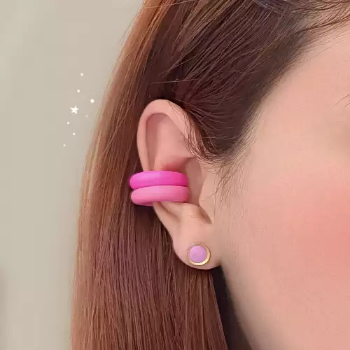 Earcuff doble rosita en arcilla polimérica hecho a mano