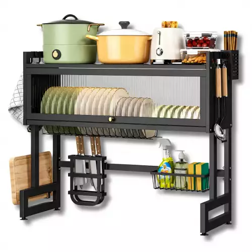 Escurridor De Platos Con Gabinete Y Tapa De 65 Cm Organizador De Loza