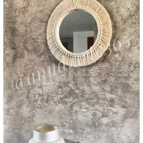 Espejo boho chic con macramé algodón 25 cm