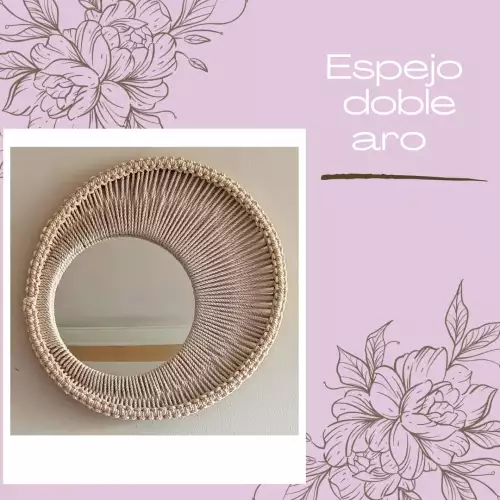 Espejo decorativo con tejido macramé crudo 25 cm
