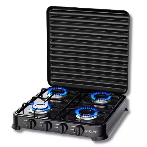 Estufa De Mesa A Gas Sokany 4 Puestos De Acero Inoxidable