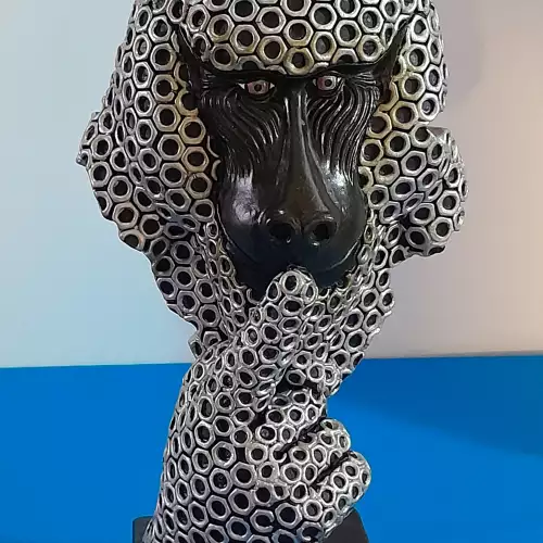 Figura decorativa simio sabiduría yeso pintada mano
