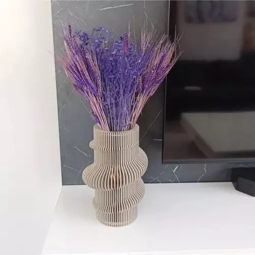 Florero decorativo café para flores secas MDF