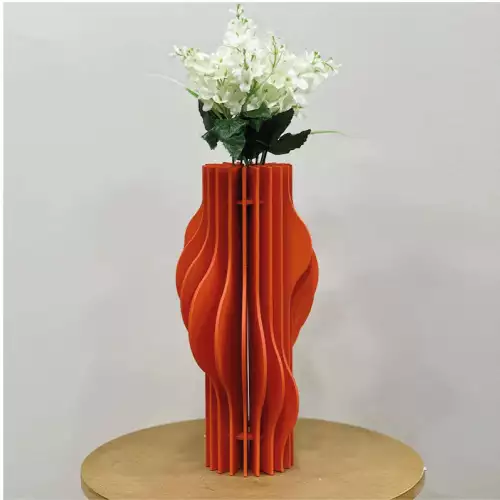 Florero decorativo naranja para flores secas MDF
