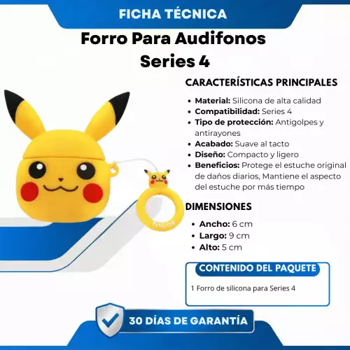 Forro Para Audifonos Series 4 Pikachu - La Plaza Morada