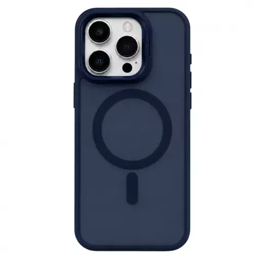 Forro Semi Transparente Para Celular Funda MagSafe Con Textura Suave Iphone 14 Pro Max Azul