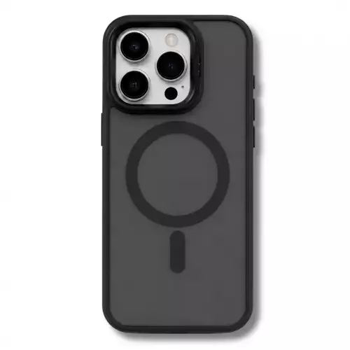 Forro Semi Transparente Para Celular Funda MagSafe Con Textura Suave Iphone 14 Pro Max Negro
