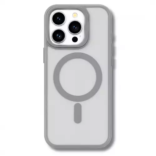 Forro Semi Transparente Para Celular Funda MagSafe Con Textura Suave Iphone 15 Pro Max Gris