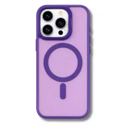 Forro Semi Transparente Para Celular Funda MagSafe Con Textura Suave Iphone 16 Pro Max Morado