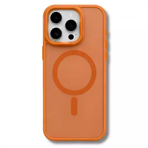 Forro Semi Transparente Para Celular Funda MagSafe Con Textura Suave Iphone 16 Pro Max Naranja