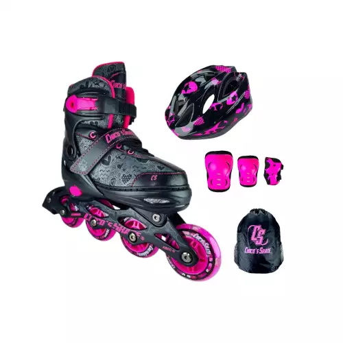 PATINES KIT CHICOS SKATE NIÑOS FUCSIA
