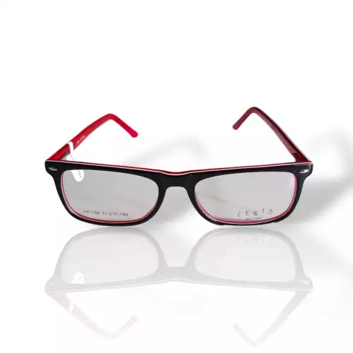 Gafas unisex Lewis montura rectangular negro rojo