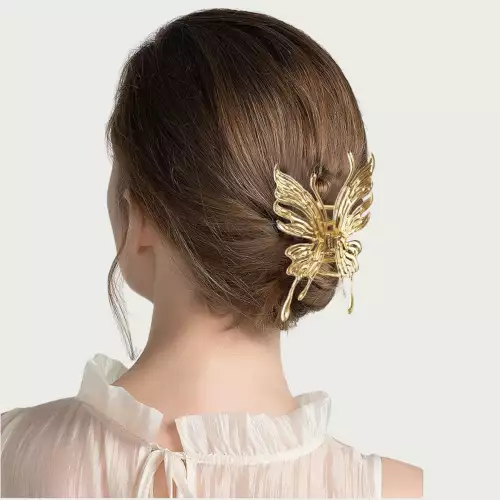Gancho para cabello mariposa dorado brillante