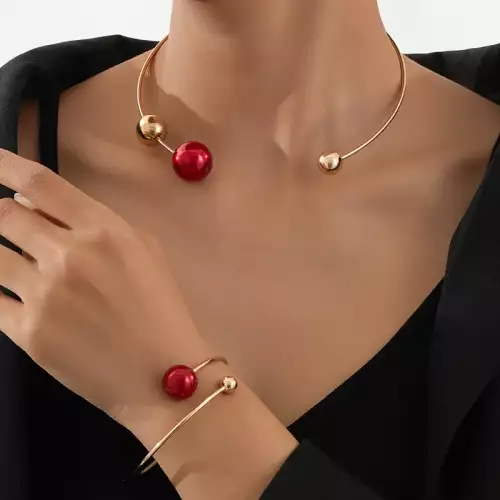 Gargantilla y pulsera rodio