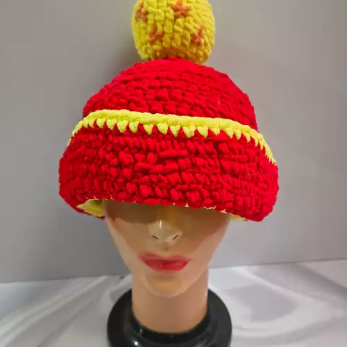 Gorro Gohan tejido a mano azul amigurumi