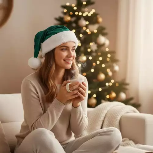 Gorro navideño terciopelo verde esmeralda adulto unisex