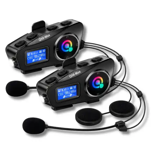 Intercomunicador Para Casco De Moto Q58-Max Combo x2 Audifonos Manos Libres