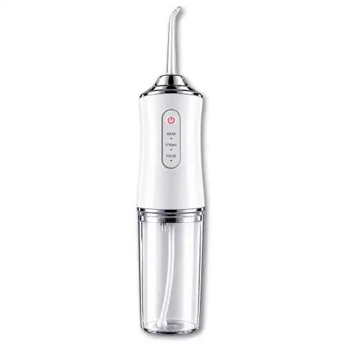 Irrigador Bucal Portátil Recargable Boquillas Intercambiables Y Estanque Antiderrame Blanco