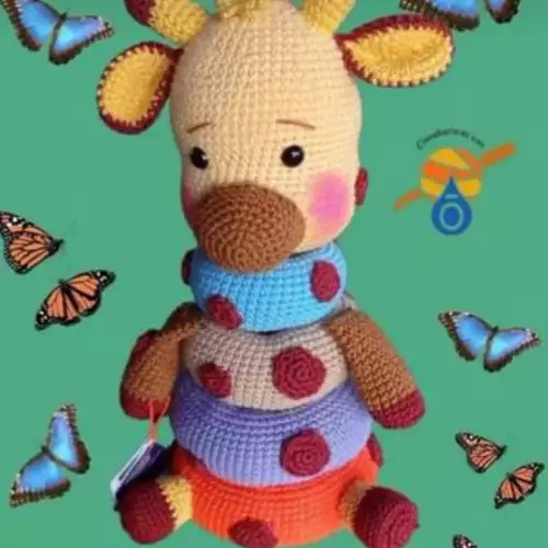Jirafa apilable tejida a mano juguete didáctico