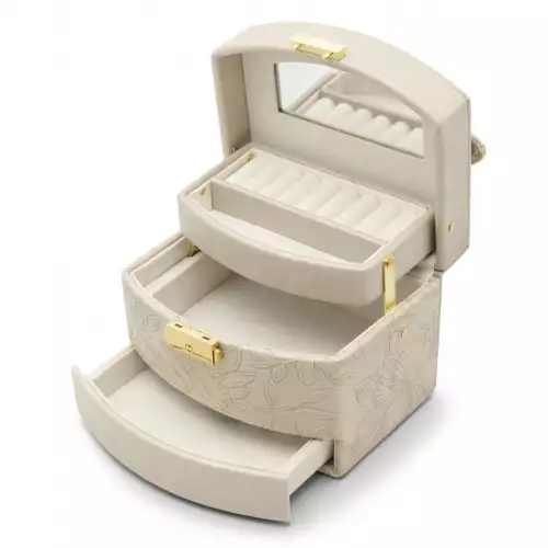 Joyero Alhajero Organizador Con Cajones Espejo Joyas Anillos Caravanas SSH-1002
