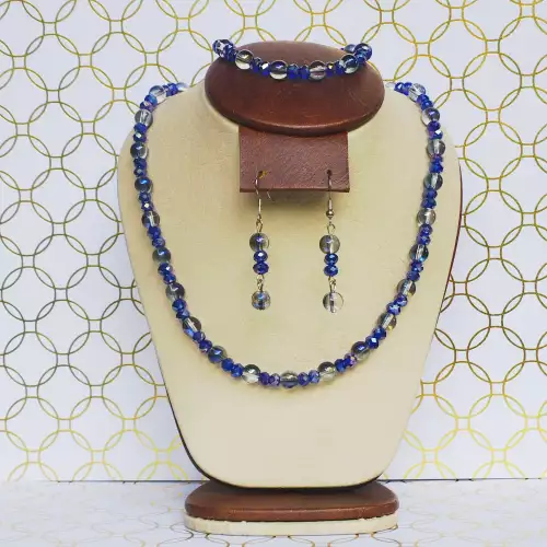 Juego collar, aretes y pulsera ojo de gato murano