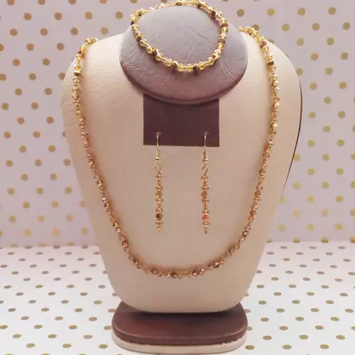 Juego de collar, aretes y pulsera murano dorado
