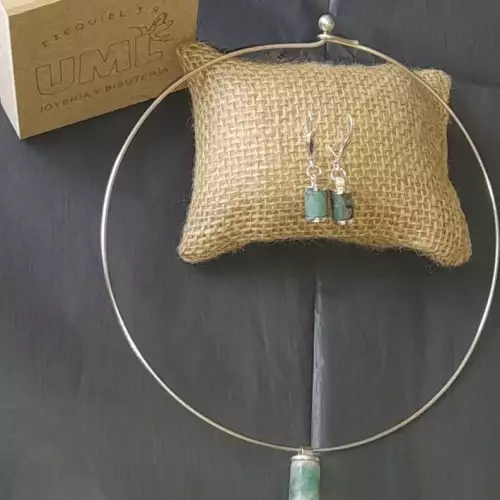 Juego joyería plata 925 con esmeralda natural