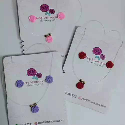 Juego rosas porcelanicron acero dorado choker