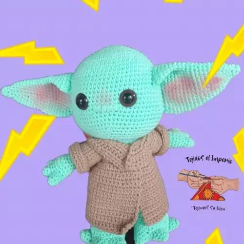Juguete Baby Yoda tejido a mano 25 cm antialérgico