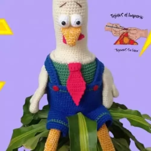 Juguete gallo tejido a mano 45 cm antialérgico